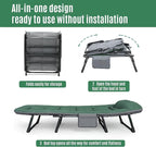 SunSettler Camping Cot with Mattress, Portable Cot Bed for Adults, Foldable Padded Sleeping Cots for Camping Travel Tent Day Bed Outdoor & Home Guest (XL)