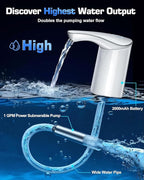Electric Water Bottle Dispenser for 3-5 Gallon Jug, Automatic USB-C Water Jug Dispenser, Portable Upgraded Submersible Water Pump,High-Power & Silent Operation for Camping Home Office Bedroom