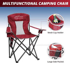 2PCS SAILARY Mesh Folding Camping Chairs, Oversized Portable Outdoor Chairs, Weight Capacity 325 lbs with Cup Holder, Storage Pocket, Carry Bag Red