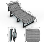 Folding Camping Cot with Mattresses 4-Level Adjustment of Backrest Portable Foldable Bed Provide A Comfortable Rest for Camping, Home, Office, No Installation Required(Gray,190 * 68 * 30cm)