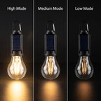 MODOAO 4 Pack Solar LED Camping Light, Rechargeable Outdoor Tent Lantern, Emergency Bulb Light with Clip Hook, Suitable for Camping, Hiking, and Barbecues