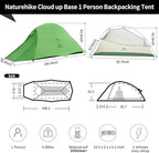 Naturehike Cloud-Up 1 Person Tent, Lightweight Backpacking Tents for One Man, Waterproof Ultralight One Person Tent for Camping Hiking Backpacking