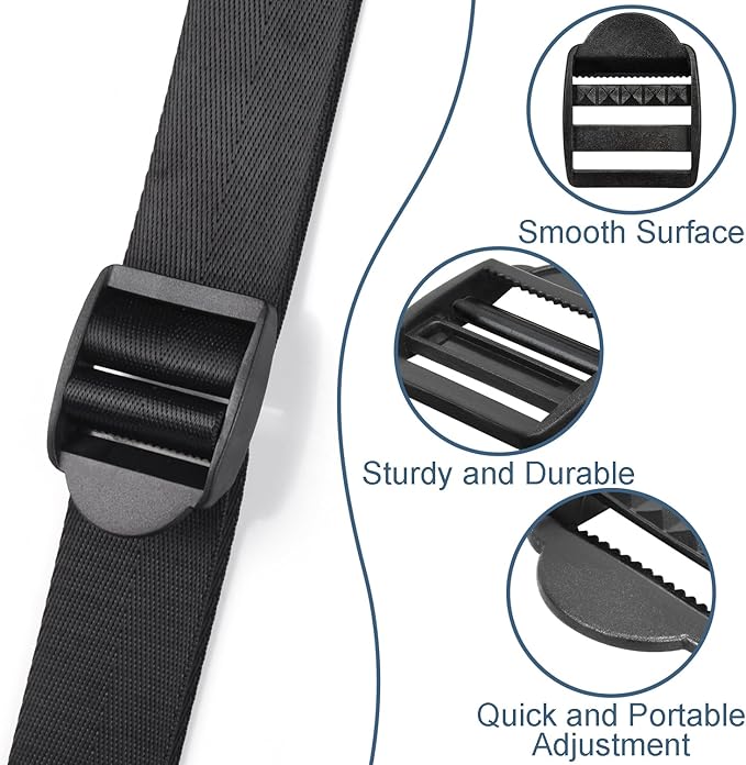 CooBigo 10 Pack Plastic Ladder Lock Buckles, 1-1/2" Ladder Slider Buckle for Backpack Strap Nylon Webbing Clip Replacement, Outdoor Camping Gear Sleeping Bag Tent Tie Down Strap Accessories (Black)