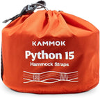 KAMMOK: Python 15' Tree Friendly Hammock Straps | Woven, No-Stretch, Knotless, Durable Holds up to 500lbs, (Lightweight for Hiking, Camping, Backpacking), Set of 2 w/Stuff Sack