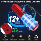 Banral Rechargeable Flashlights High Lumens - Super Bright Small Pocket Magnetic Flashlight, 8 Modes LED Tactical Flash Light, Dual Button Powerful Flashlight for Camping (1, Red)
