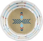 Paseo Road Spirit Valley 14 Piece Melamine Plastic Dinnerware Set with Plates, Bowls and Serving Platter, Southwestern Rustic Cabin Lodge Aztec Style