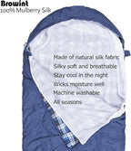 Browint Silk Sleeping Bag Liner, Silk Sleep Sack, Extra Wide 87"x43", Lightweight Travel Sheet for Hotels, More Colors for Option, Reinforced Gussets