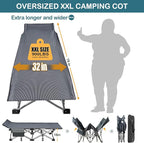 NAIZEA Oversized XXL Folding Camping Cot for Adults, Heavy Duty Outdoor Bed with Carry Bag, Portable Sleeping Bed for Outdoor Travel Camp Beach Vacation