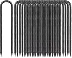 Rebar-Stakes-12-Inch, Ground Stakes Heavy Duty U-Hook Black Coated Anti-Rust Heavy Duty Ground Anchors for Garden Dog Fence Chicken Coop Christmas Decorations Deer Fence 20pcs