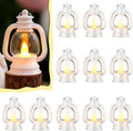 Ferraycle 12 Pcs Mini Lantern Decor 4 Inch Western Lantern Table Centerpiece Small Vintage Camping Hanging Lamp Ornaments Bulk for Cowboy Cowgirl Wedding Halloween Christmas (4 Inch,White)
