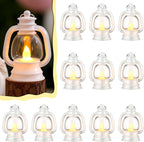 Ferraycle 12 Pcs Mini Lantern Decor 4 Inch Western Lantern Table Centerpiece Small Vintage Camping Hanging Lamp Ornaments Bulk for Cowboy Cowgirl Wedding Halloween Christmas (4 Inch,White)