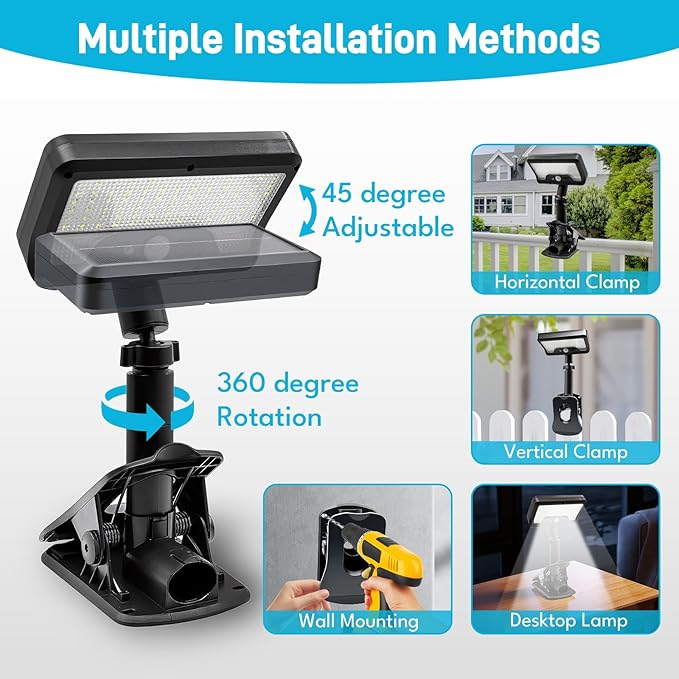 Clip On Solar Motion Lights Outdoor, Motion Sensor Outdoor Lights with 92 LEDs, 360°Rotatable Adjustable Solar Fence Lights (600 LM,6000 K), Waterproof Security Light for Deck,Gutter,Camping (4 Pack)