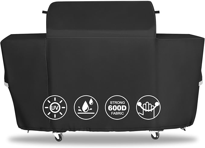 QuliMetal Grill Cover for Traeger Woodridge Pro & Elite - 600D Heavy Duty Waterproof TFB97JLH TFC97XLH BBQ Grill Cover for Traeger Grills BAC776 Full-Length All Weather Grill Cover Accessory