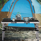 Outvita Folding Table, 3FT Aluminum Camping Table with Storage Adjustable Height Picnic Table Lightweight for Carring Outdoor Party Events Beach