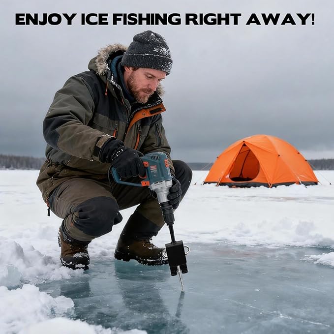 2 PCS Universal Ice Anchor Tools, Heavy Duty Ice Fishing Anchor Power Drill Adapter, Ice House Anchors for Ice Insert Sewing, Durable Metal Winter Ice Fishing Accessories for Ice Shanty Tent Setup