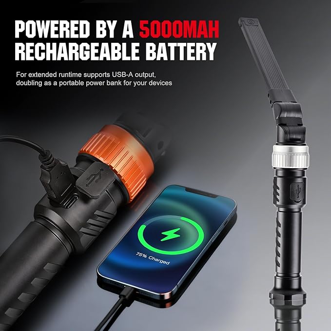Magnetic Work Light,1200LM Magnetic LED Work Light Rechargeable Foldable Light Bar,360°Rotation 5 Modes, Portable Power Bank for Auto Repair,Grill,Camping and Outdoor