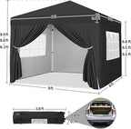 Yaheetech 8x8 Pop Up Canopy with 4 Removable Sidewalls, Portable Enclosed Instant Tent, Waterproof Outdoor Tent, Beach Sun Shelter with 4 Sandbags, 8 Stakes & 4 Ropes, Black