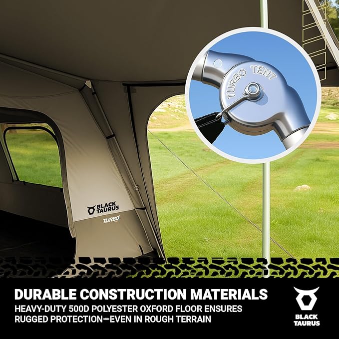Turbo Heavy-Duty Camping Tent – Quick-Setup 4-Season Family Tent with Waterproof 150D Shell & Instant Frame – Choose Capacity (HD 300/HD 450) & Color