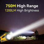SUNREI Rechargeable LED 1500LM Flashlight, 8 Light Modes Portable Camping Lantern, 10400mAh Power Bank, IP67 Waterproof for Emergencies Power Outages, Hurricane Emergency, Hiking, Home, etc