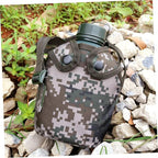 SUPVOX Aluminum Military Canteen Water Bottle for Camping Hiking Survival Outdoor Adventure with Snap Closure Pouch and Hook Design Leak Alloy