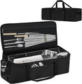 Grill Tool Storage Bag, Outdoor BBQ Utensil Storage with Pockets for BBQ Tools up to 22", Large Grilling Utensil Holder Storage Caddy, Barbecue Tool Sets Case for Camping Picnic,Bag Only,Black
