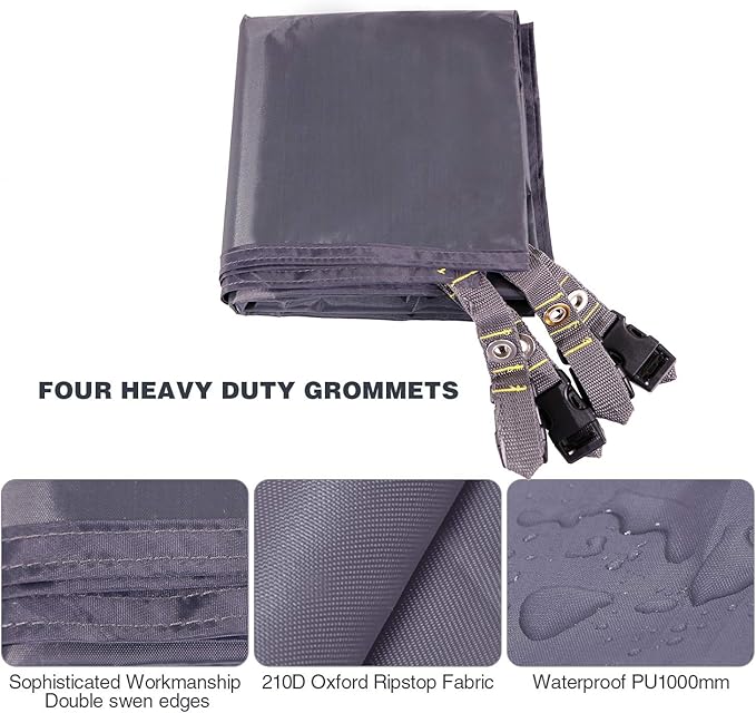 REDCAMP Waterproof Camping Tarp, Grey/Green 4 in 1 Multifunctional Tent Footprint for Camping, Hiking, Backpacking