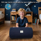 PHF Toddler Nap Mat with Removable Pillow and Minky Fleece Blanket, Rollup Design Warm Slumber Bags for Boys Girls, 52"x20"x2" Kids Sleeping Bag for Daycare Preschool Travel Camping, Astronaut