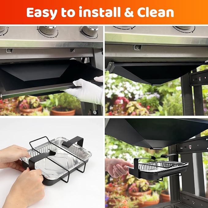 Uniflasy 99251 Grease Tray with 7515 Catch Pan and 10PCS Drip Pan Liners for Weber Genesis Silver A, Old Spirit 200 Series, Spirit E-210, Spirit 500, Weber Genesis Silver Grill Parts for 85897