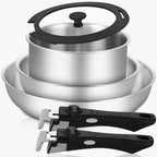 Inqibee Tri-Ply Stainless Steel Cookware Set with Detachable Handle, Removable Handle Pots and Pans Set 6pcs, Induction Kitchen Cooking Set for Home & RV Camping, Dishwasher and Oven Safe