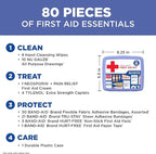BAND-AID Brand Travel Ready Portable Emergency First Aid Kit for Minor Wound Care, Perfect for Home, Car, Travel, Camping Essentials & Outdoor Emergency Kit, 80 Pieces