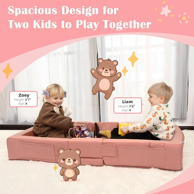 ENITYA Toddler Travel Bed, Folding Floor Cot for Travel, Portable Kids Bed for Sleeping, Washable Toddler Cot for Children 1– 4yr Old, Pink