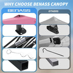 10x10 Pop Up Canopy, Easy Up Canopy Tent, Heavy Duty Tents for Parties, One Person Set Up Event Tent, Pink
