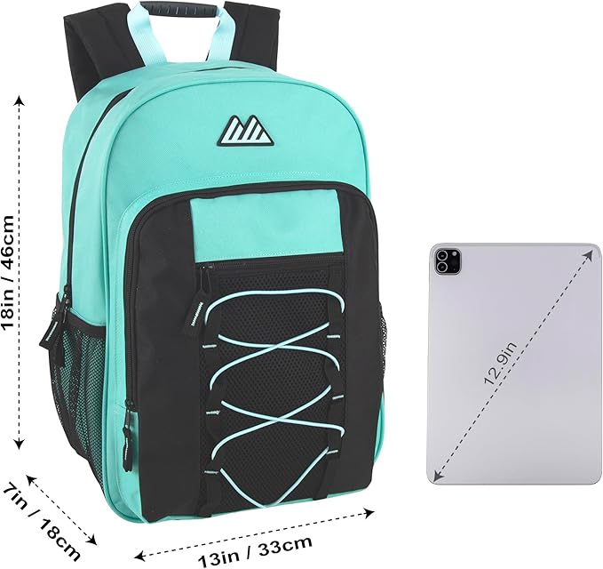 Trail maker (24 Pack) 18 Inch Heavy Duty Bulk Dual Compartment Bungee Backpacks for College, Homeless Women, Men (Light Colors Pack)