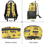 Excavator Backpack with Lunch 2Nd Grade Backpack Boys Lightweight Trendy Kids Bookbag with Lunch Box Boys 4 Piece School Bag for Boys 7-8 Daypack Travel Hiking Outing Camping