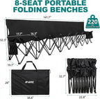1MORE Soccer Bench - Portable Folding Team Bench, 8 Seats Foldable Sideline Benches, Soccer Chair with Bag & Backrest, Adult Team Chair for Football Camp Sport Events Outdoor Seating.Black -2PACK
