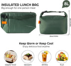 YUDANSI Fashion Lunch Bags for Men Women- Reusable Insulated Leakproof Lunch Box Tote Bag, Cool Bags for Adults, Thermal Cooler Bag for Work Picnic Travel -8L (Green)