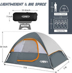 Camping Tent 2-4 Person, Waterproof Windproof Tent with Rainfly Easy Set up-Portable Dome Tents for Camping…