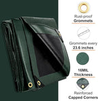 Tarp 12x16 Feet, 16 Mil Large Waterproof Tarps Heavy Duty with Brass Grommets, Thick Plastic Tarp, UV Resistant Tear&Fade Resistant, Reinforced Edges for Outdoor Pool Car Camp Tent