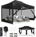 COBIZI 10x15 Canopy Tent, Heavy Duty Pop up Canopy with Sidewalls, Waterproof Easy Setup Canopy with Mosquito Netting, Outdoor Instant Screen Tents for Parties, Wedding, Backyard with Carry Bag, Black