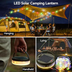 40FT Solar Camping String Lights, Rechargeable String Lights with 8 Modes, Waterproof Outdoor Lights with Delay Closure, Retractable Design & Hooks for Outdoor Patio Awning Garden Party Essentials