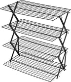 4 Tier Foldable Camping Table, Portable Outdoor Cooling Rack, Tabletop Organizer for Barbecue Picnic Camping, 15.75x9.84in, 22lbs/Tier Load