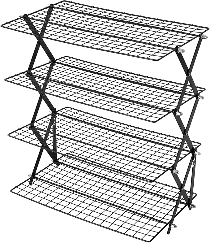 4 Tier Foldable Camping Table, Portable Outdoor Cooling Rack, Tabletop Organizer for Barbecue Picnic Camping, 15.75x9.84in, 22lbs/Tier Load