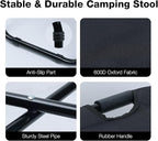 Portable Backpack Stool Cooler Chair for Adults, Folding Large 3 in 1 Multifunction Insulated Camping Seat Backpack Cooler Chair Heavy Duty 350lbs for Fishing Hunting, Black