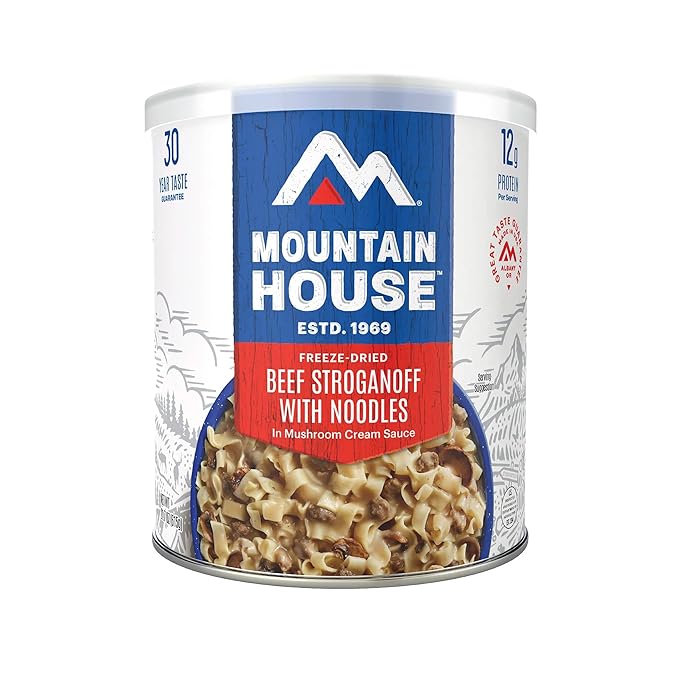 Mountain House Freeze-Dried Beef Stroganoff with Noodles #10 Can – 60 Total Servings (Pack of 6, 10 Servings Each) – Fully Cooked, Ready-to-Eat Emergency Survival Canned Food – High-Protein, Easy-Prep Dinner – Shelf-Stable Long-Term Food Storage – Deli...