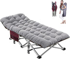 ABORON Folding Camping Cot W/Mat for Adults, Heavy Duty Outdoor Bed with Carry Bag,1200 D Layer Oxford Travel Camp Cots
