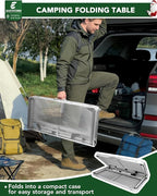 Square Folding Card Table with Adjustable Height (12" & 26"), Silver Portable Metal Mesh Table for Camping, BBQ, Picnic, Game, Patio & Indoor Use, Fits 2–4 People, Lightweight 7.6 lb, Supports 66 lb