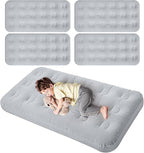 Geetery Kids Air Mattress Toddler Inflatable Airbed 55x27.6x8.7 Inch Foldable Comfort Flocked Blow up Bed with Patch Kit Portable Sleepover Mattresses for Home Travel Camping Party(Gray, 4 Pcs)