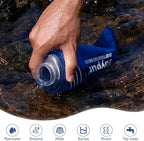 Collapsible Squeeze Water Filter Bottle - 650ml with Filter with NSF/FDA Certification Befree or Peak Series replacement for Hiking,Running,Camping,Travel,Cycling,and Fishing; BPA-Free(Blue)