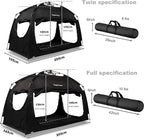 Indoor Instant Privacy Bed Tent for Sleeping,Quick Set-up Bed Canopies,Portable Bed Drapes with Large Space and 3 Doors (Black, Full)