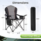 Oversized Camping Chair Heavy Duty- Portable Folding Chair, Cup Holder & Waterproof Phone Case for Adults, Beach, Hiking, Backyard (Black & Gray, 1 PCS)